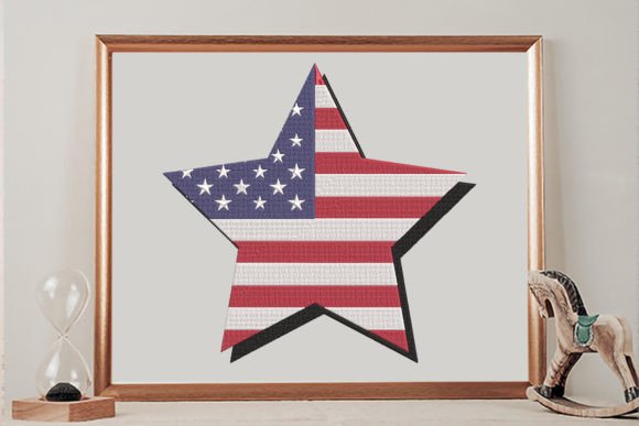 Star Flag USA Embroidery Design